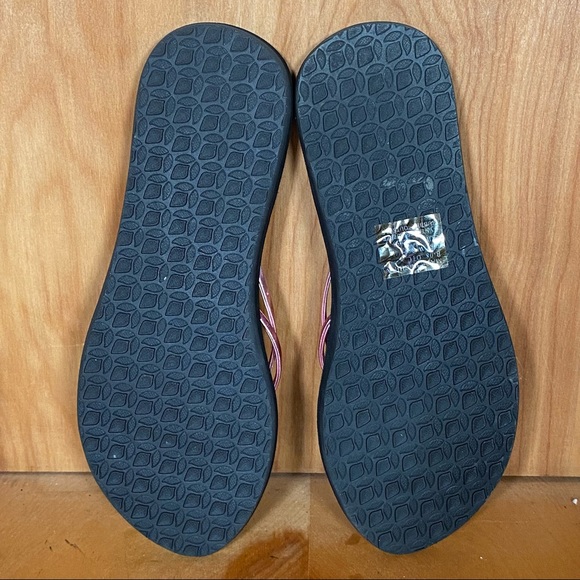 Womens 7 Reef Flip Flop Sandals Black Pink SEF1151 - Picture 7 of 9